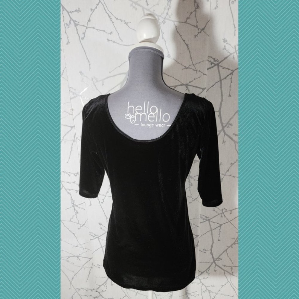 Banana Republic Black Velvet Scoop Neck Tee | Women's M - Picture 3 of 4